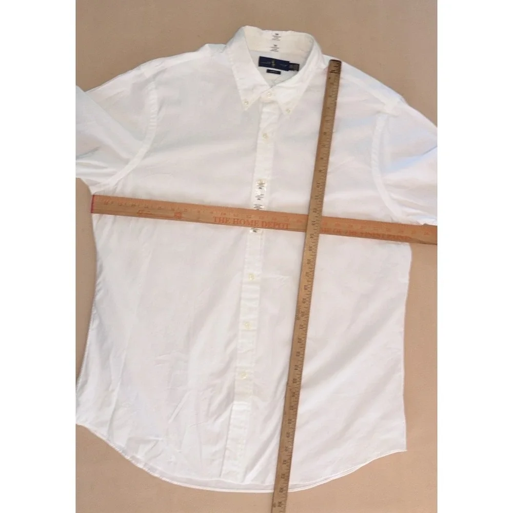 New Polo Ralph Lauren Men's XXL 2XL Slim Fit Solid White Button Down Blue Pony